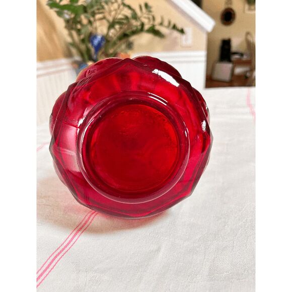 Vintage L.E. Smith Glass Vintage Ruby Red Moon and Stars Decanter with Clear Sto - Picture 8 of 8